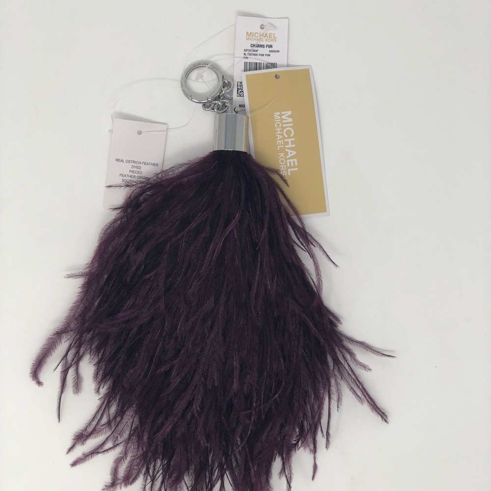 NWT Michael Kors Ostrich Key Chain Fob - Picture 3 of 5